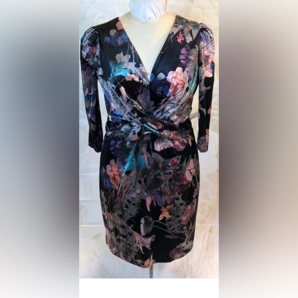 Little Mistress Black and Purple Tiered Ruffled shoulders Bodycon Dress